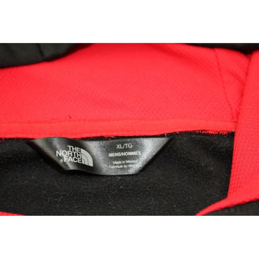 The North Face Mens XL Hoodie Black Red Logo Pullover Performance Sweatshirt